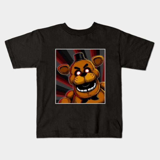 FNAF Freddy Jumpscare Kids T-Shirt by halegrafx